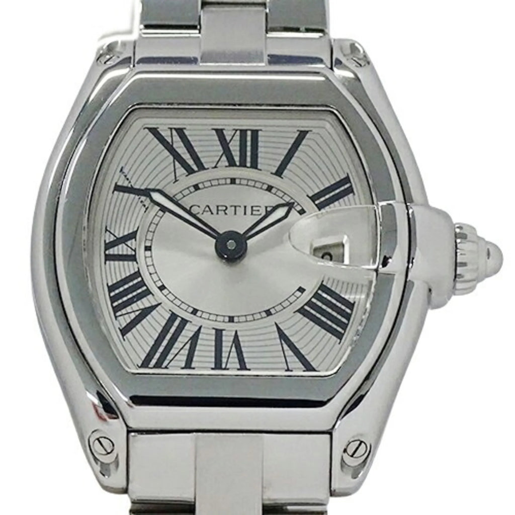 Secondhand Cartier Watch Ladies Roadster SM Date Quartz Rust-resistant Alloy SS W62016V3 Silver Polished (Fair)