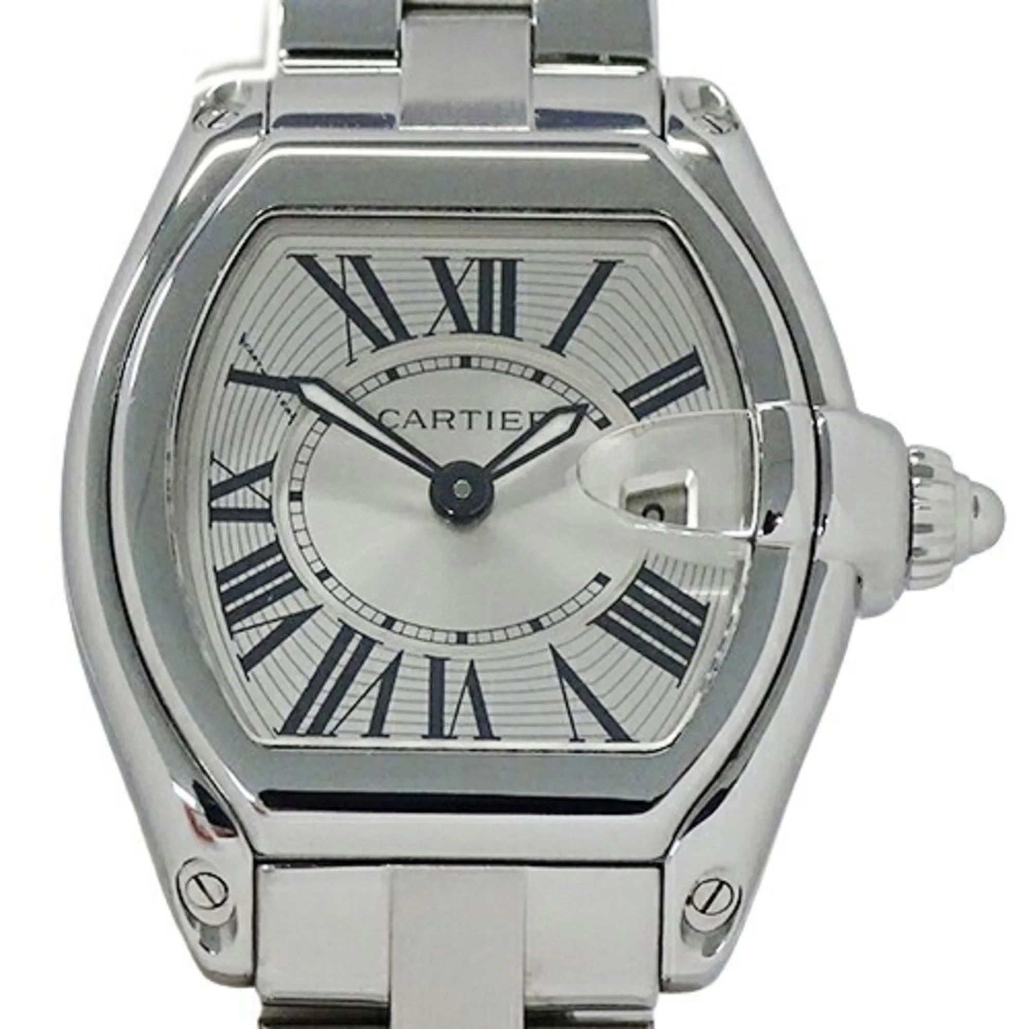 Secondhand Cartier Watch Ladies Roadster SM Date Quartz Rust-resistant Alloy SS W62016V3 Silver Polished (Fair)