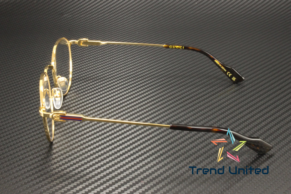 GUCCI GG1222O 002 Round Oval Panthos Metal Gold Demo Lens 48 mm Men's Eyeglasses