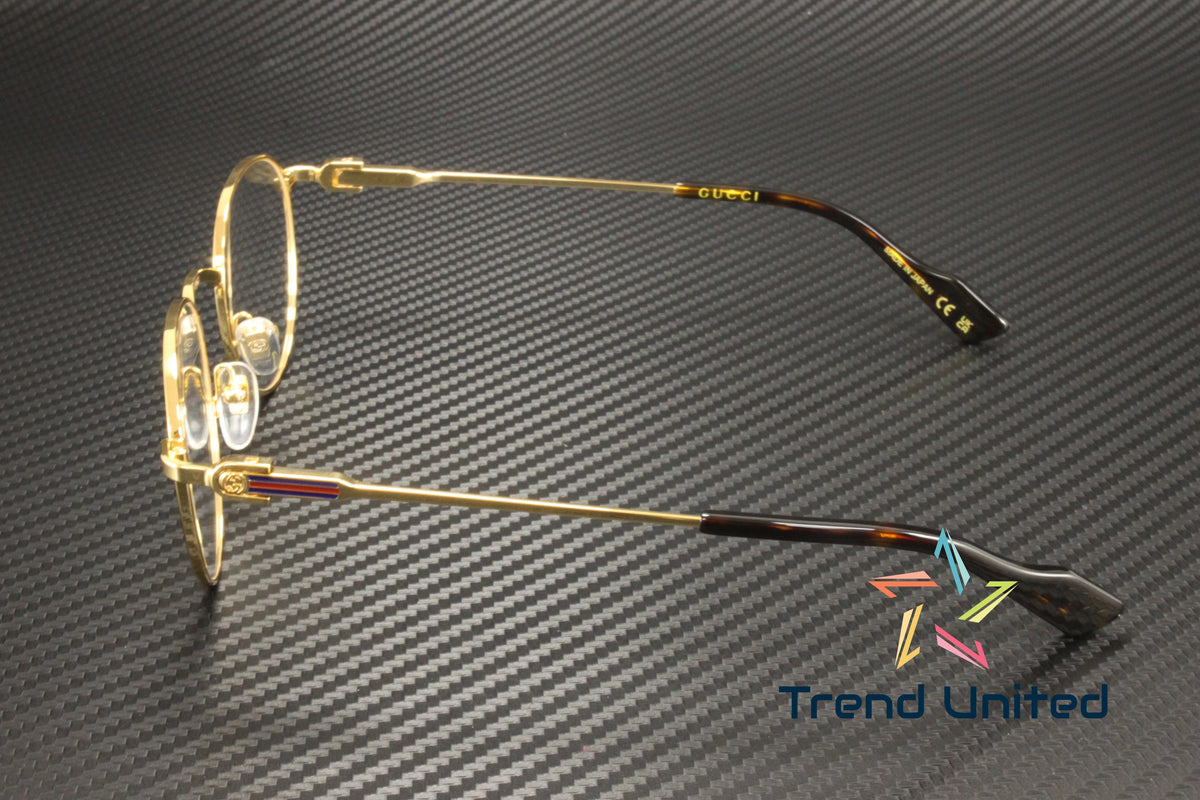 GUCCI GG1222O 002 Round Oval Panthos Metal Gold Demo Lens 48 mm Men's Eyeglasses