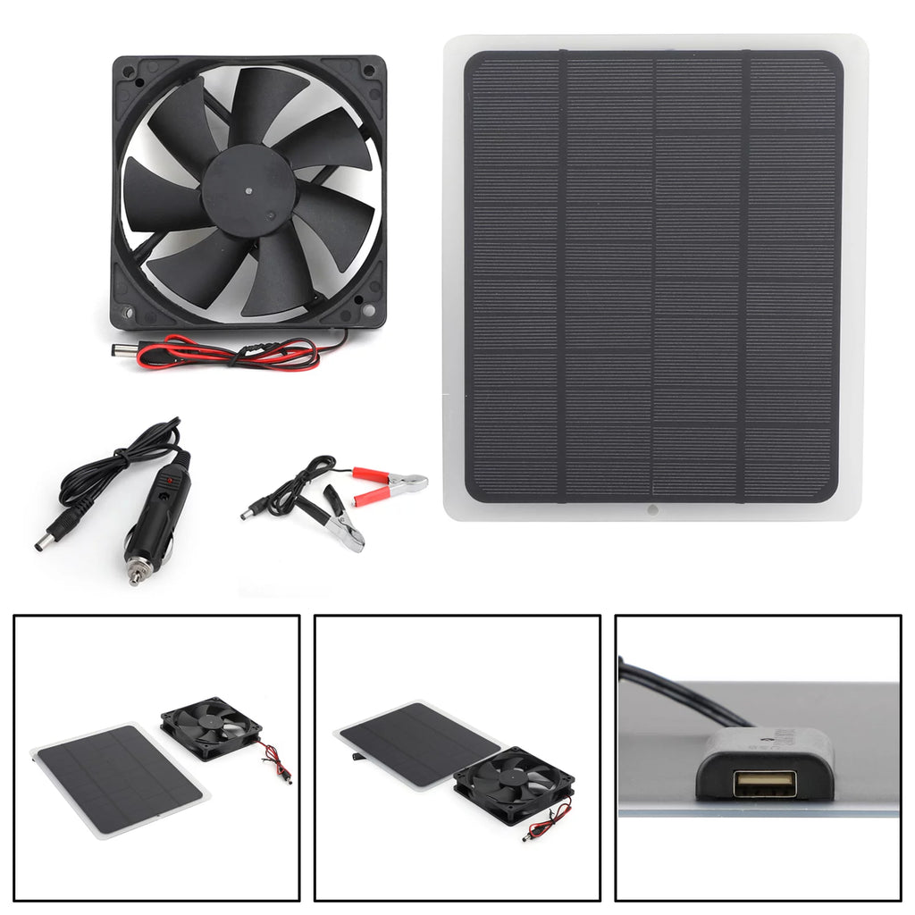 TOPTENG Solar Powered Fan Kit, 10w Solar Panel Fan Kit, 12V Outdoor Portable Mini Ventilator For Greenhouse Chicken House Pet Houses Camping Cooling Ventilation