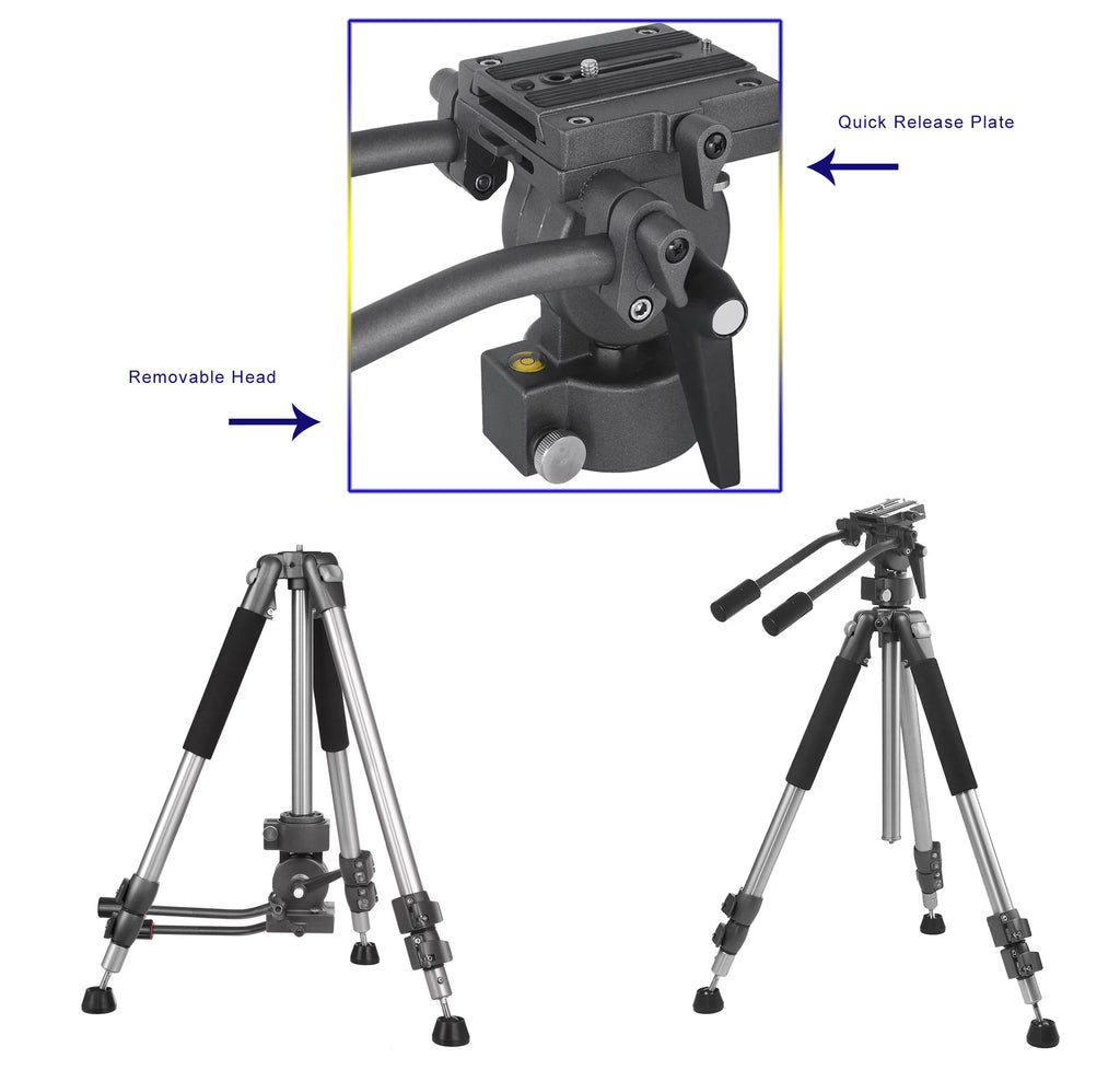 Heavy Duty Remote Controlled Dual Handle Aluminum 67 Tripod (Stronger Alternative To Sony VCT-60AV, VCT-80AV)