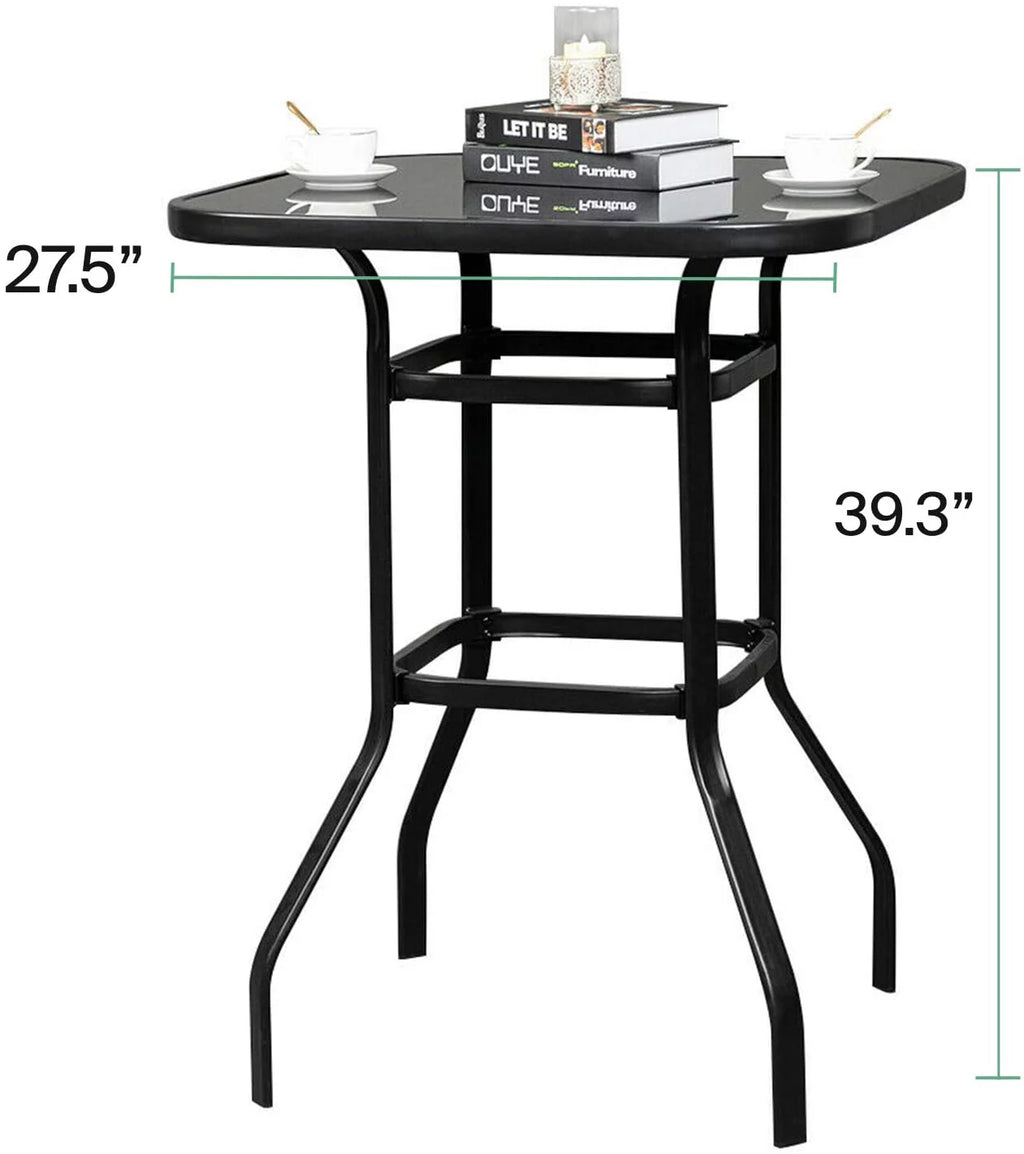 Gianna Bistro Porch Squire Shape Glass Bar Table For Poolside Decor