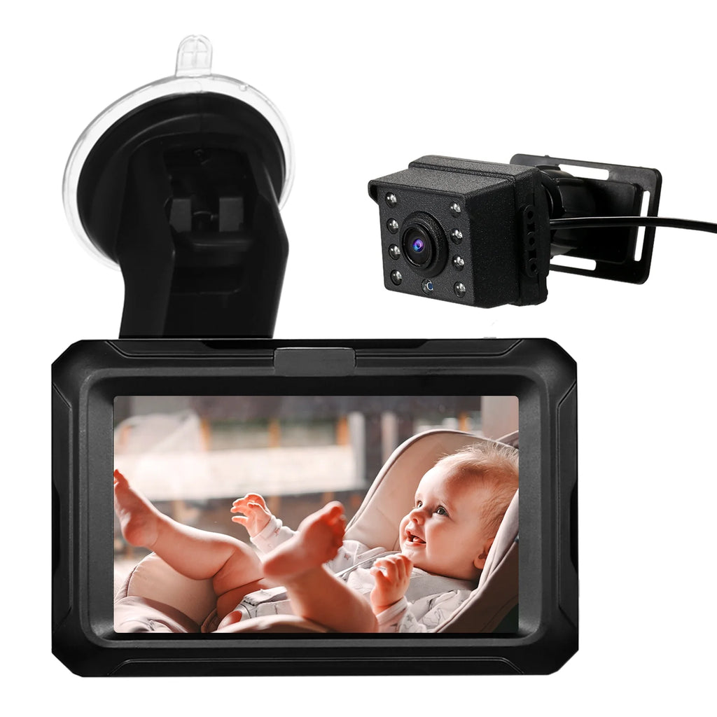 Shinysix Baby Car Mirror, 1080P Baby Monitor with Camera Baby Car Mirror with 4.3'' IPS Screen Night Vision Function Adjustable Wide View Angle for Infants Kids Pets