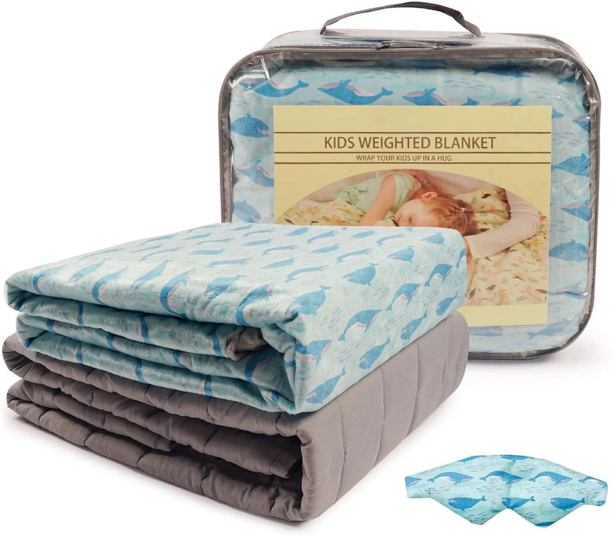Kids Weight Blanket W/Removable Washable Duvet Cover + Eye Mask 7 lbs 41x60"