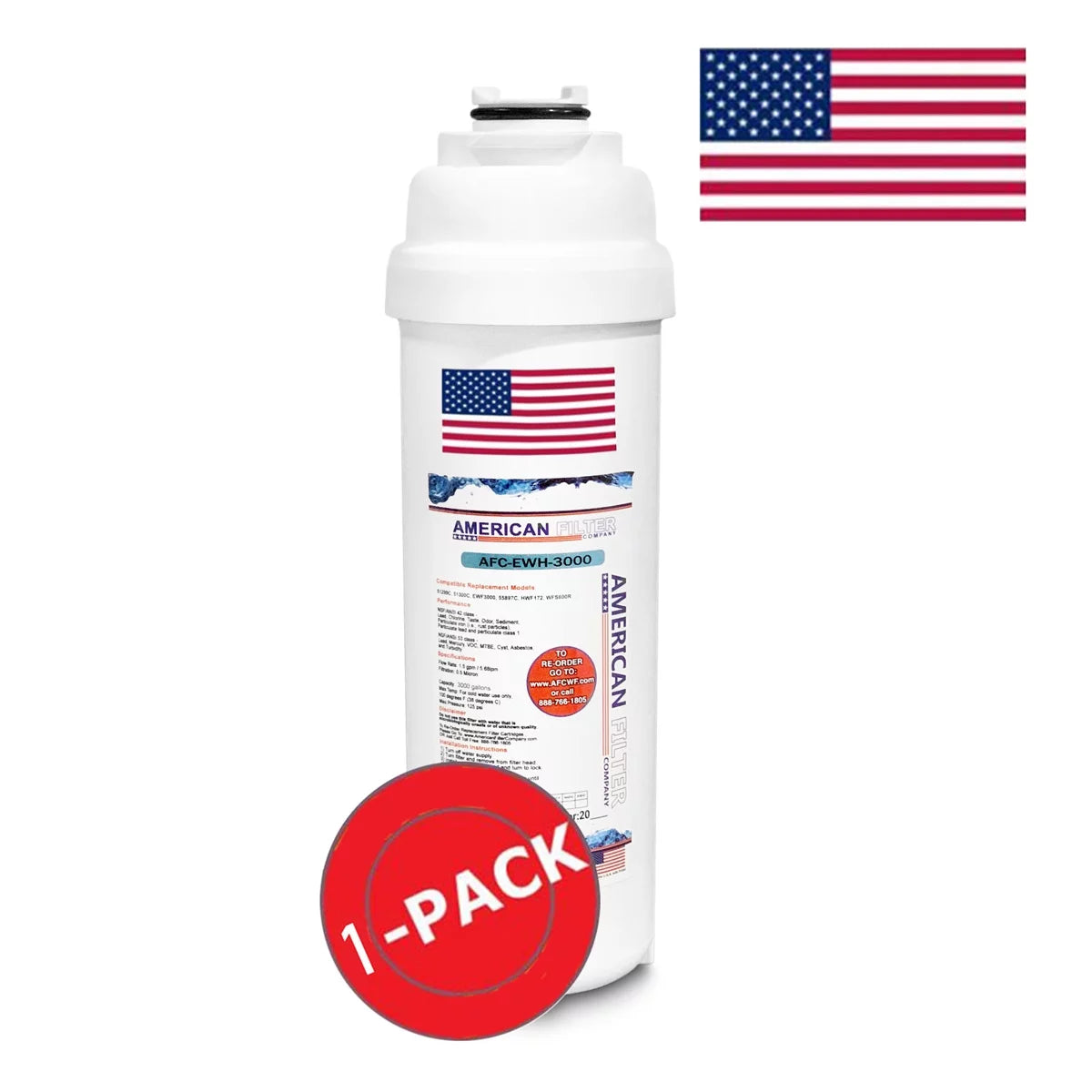 AFC Brand , Water Fountain Filter , Model # AFC-EWH-3000 , Compatible with WaterSentry® HTVZ8PV-NF - 1 Filters - Made in U.S.A.