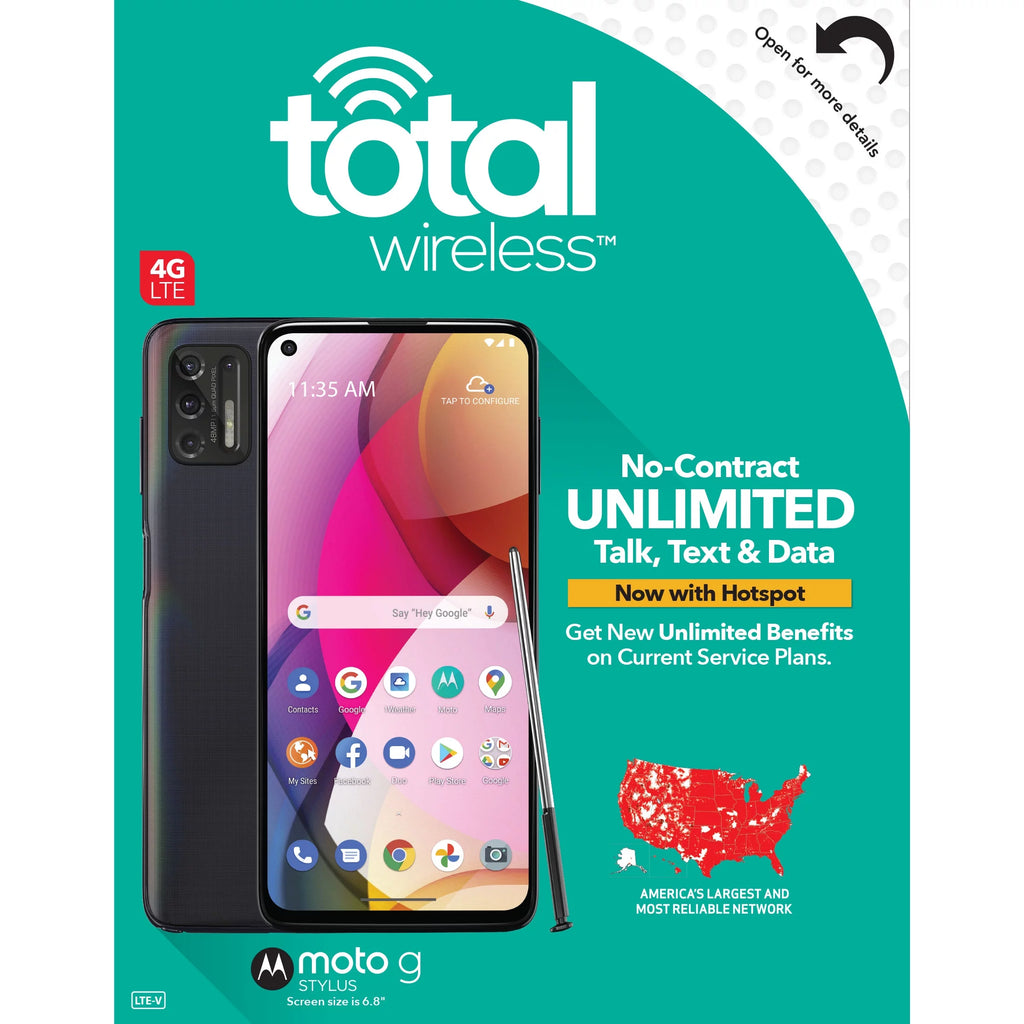 Total Wireless Motorola Moto G Stylus 4G (2020), 128GB, Black - Prepaid Smartphone
