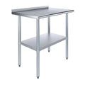 AmGood 24" X 36" Rust-resistant Metal Work Table with 1.5" Backsplash | Metal Kitchen Food Prep Table | NSF