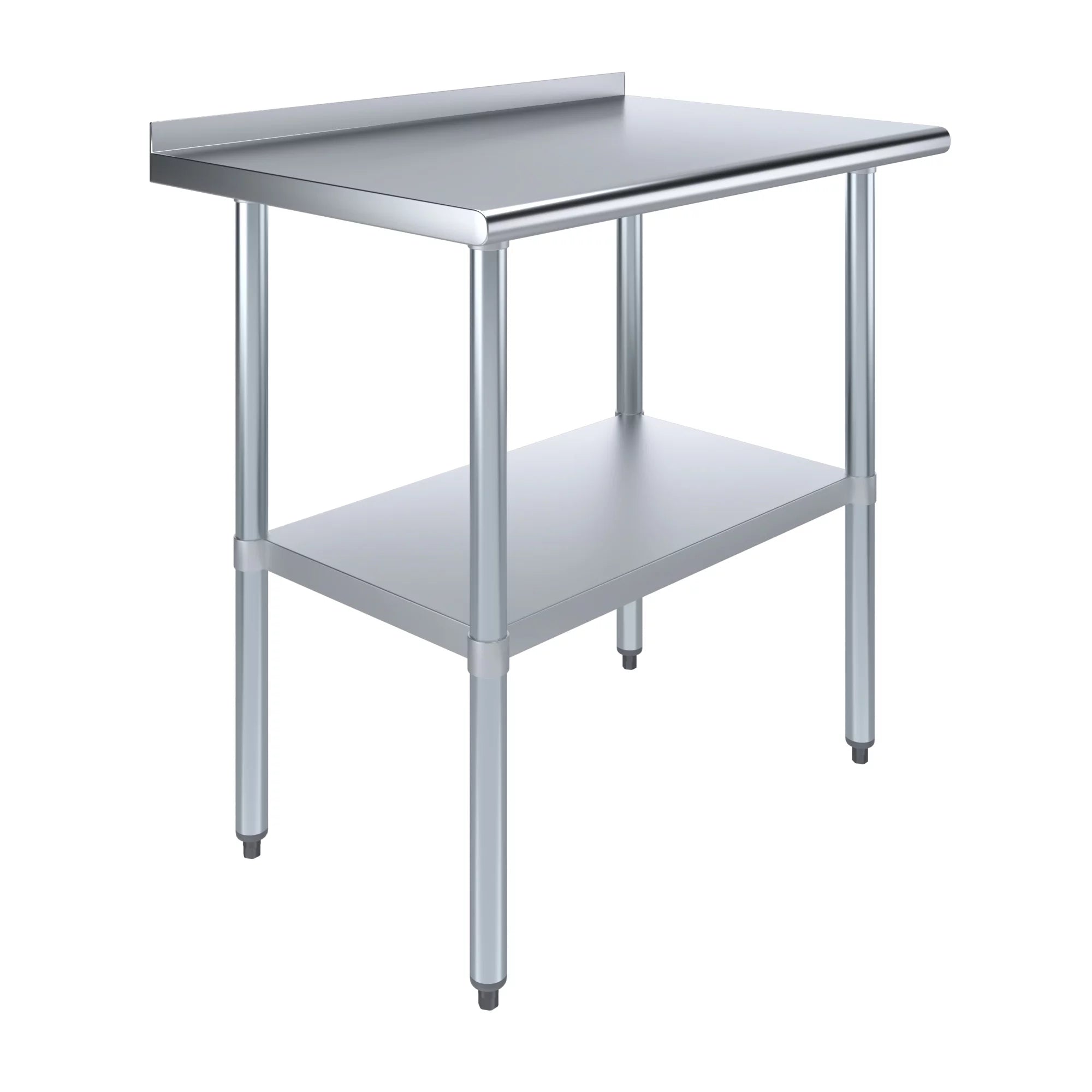 AmGood 24" X 36" Rust-resistant Metal Work Table with 1.5" Backsplash | Metal Kitchen Food Prep Table | NSF