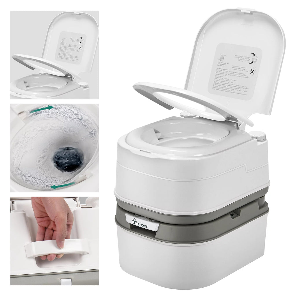 DWVO Portable Toilet, 6.34 Gallon Camping RV Porta Potty , Outdoor RV Toilet with Level Indicator, Rotating Spout