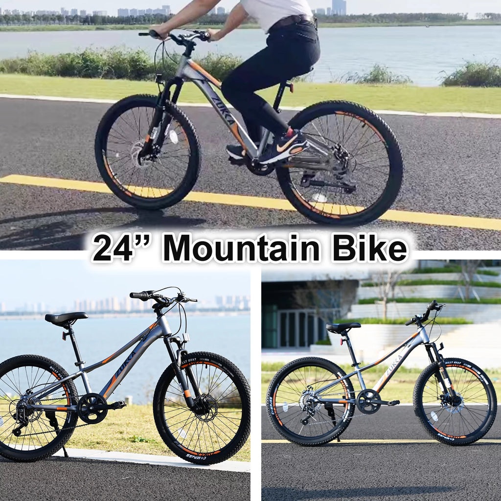 GUTALOR 24-Inch Mountain Bike for Boys and Girls - 7-Speed, Ideal for Young Riders