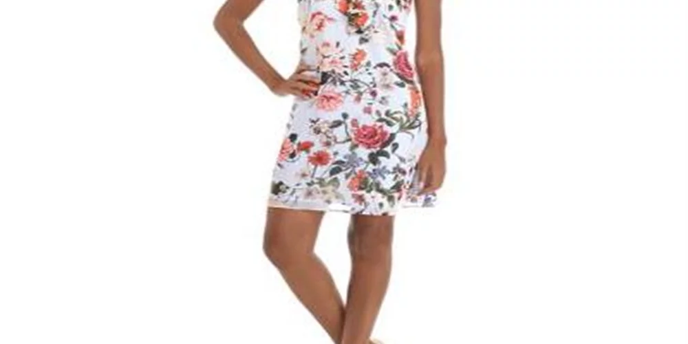 Vince Camuto For Her Printed Chiffon Bow Neck Float Pink Size 12