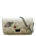 Previously Owned CHANEL Classic 2.55 Reissue Space Charm Quilted Canvas WOC Crossbody Bag Light Grey