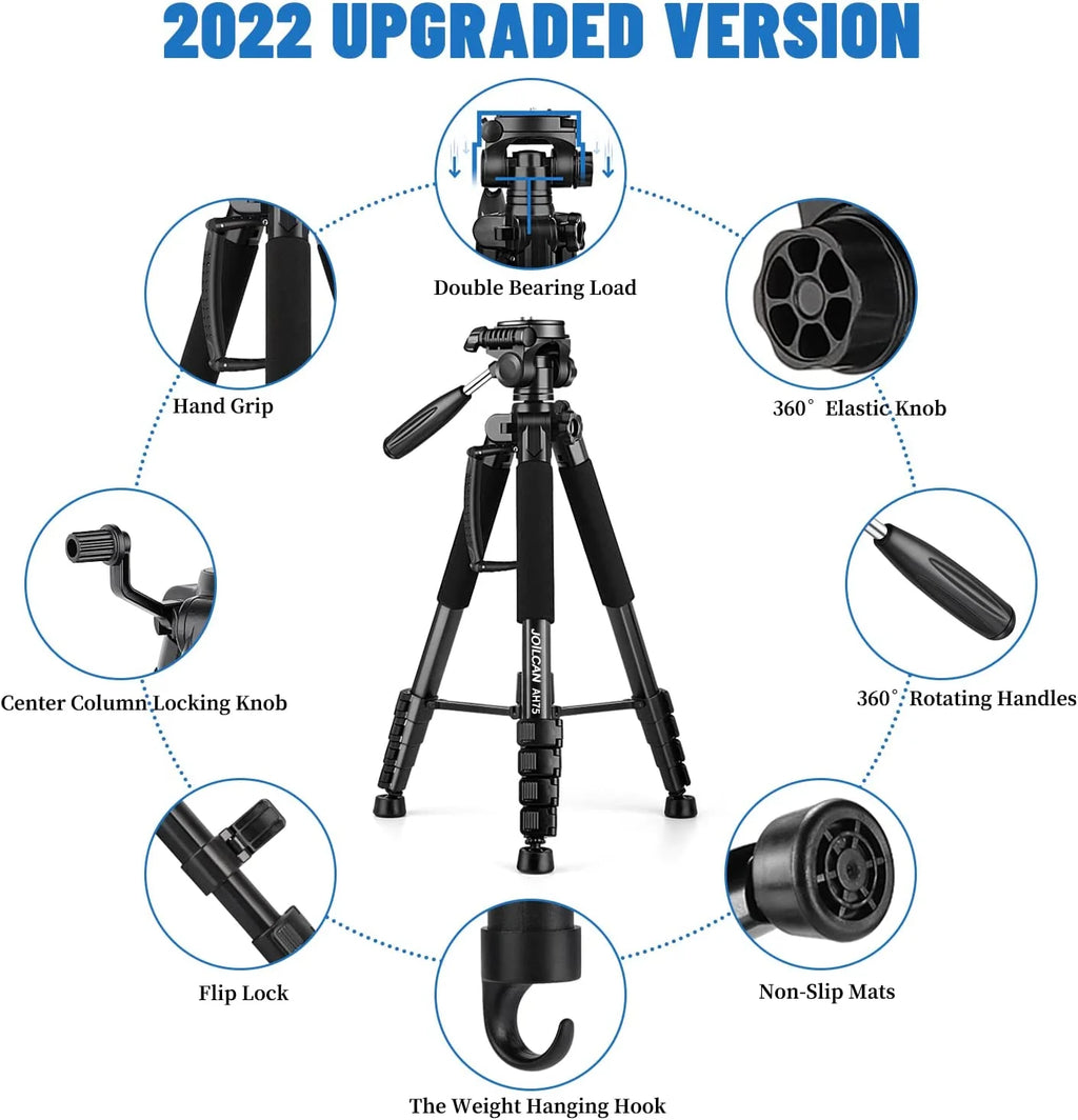 Tripod Camera Tripods, 74" Tripod for Camera Cell Phone Video Photography, Heavy Duty Tall Camera Stand Tripod,