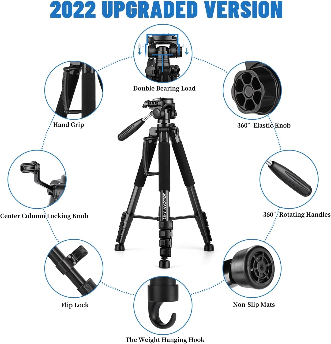 Tripod Camera Tripods, 74" Tripod for Camera Cell Phone Video Photography, Heavy Duty Tall Camera Stand Tripod,