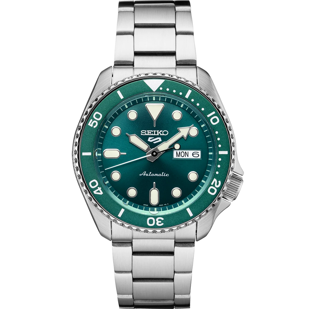 Seiko 5 Sports SRPD61 Green Dial Rust-resistant Alloy Day Date Automatic Men's Watch