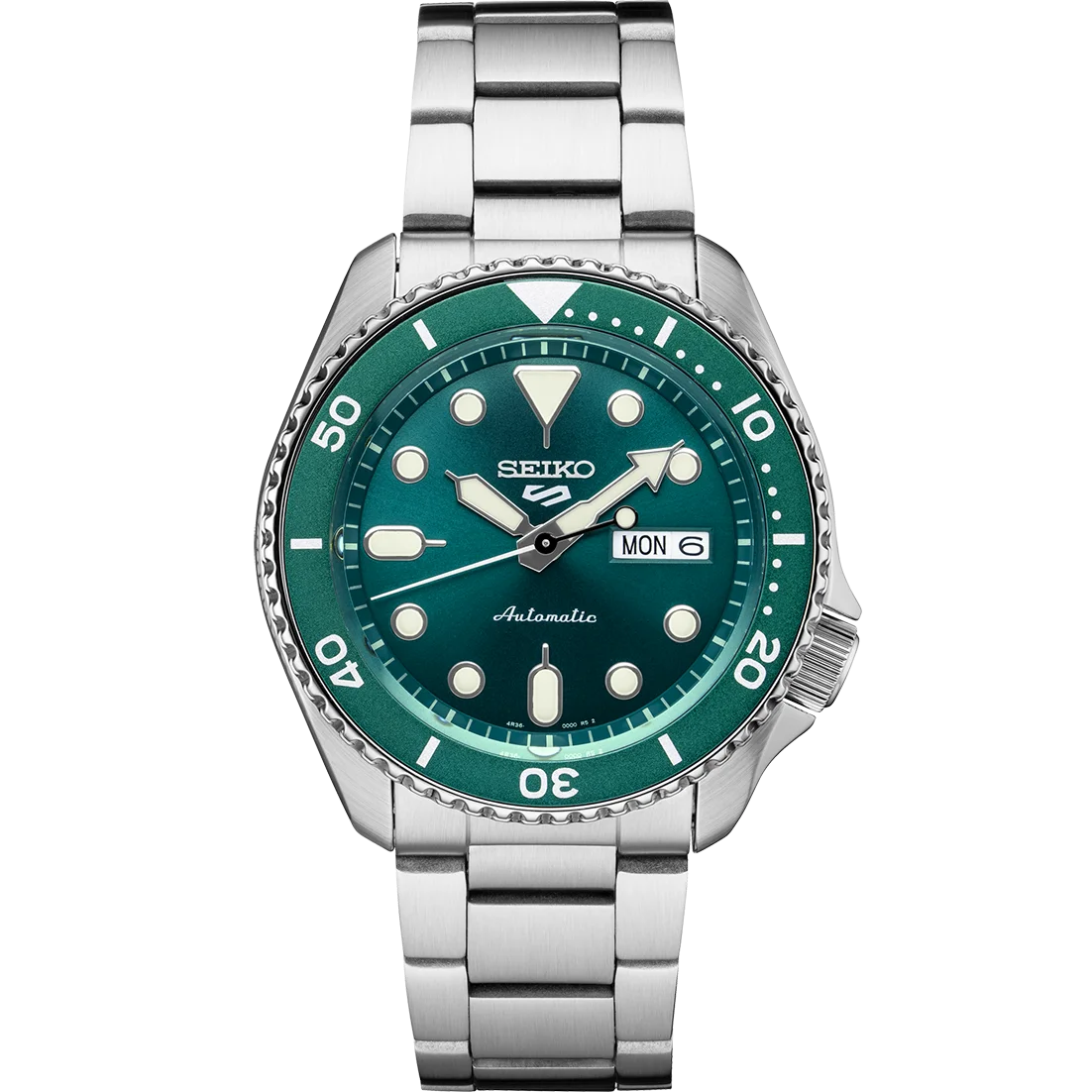 Seiko 5 Sports SRPD61 Green Dial Rust-resistant Alloy Day Date Automatic Men's Watch