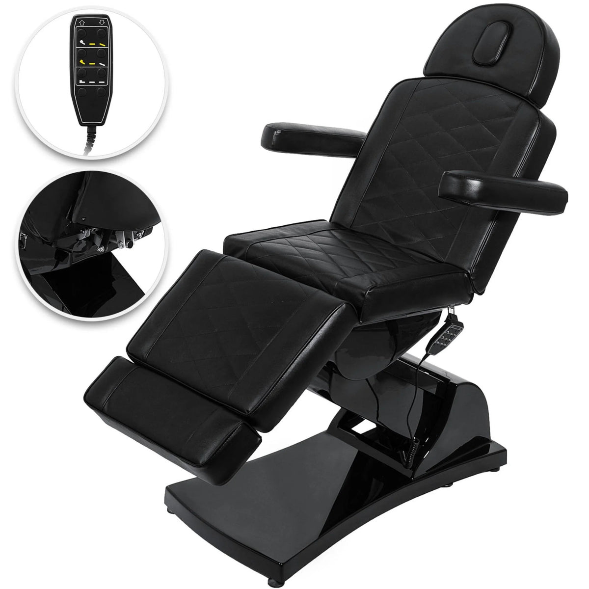 VEVOR 4 Motors Electric Facial Chair Full Electrical Massage Table Dental Bed Aesthetic Adjustable Reclining Chair for Podiatry Tattoo Spa Salon All Purpose Bed Chair (Black)