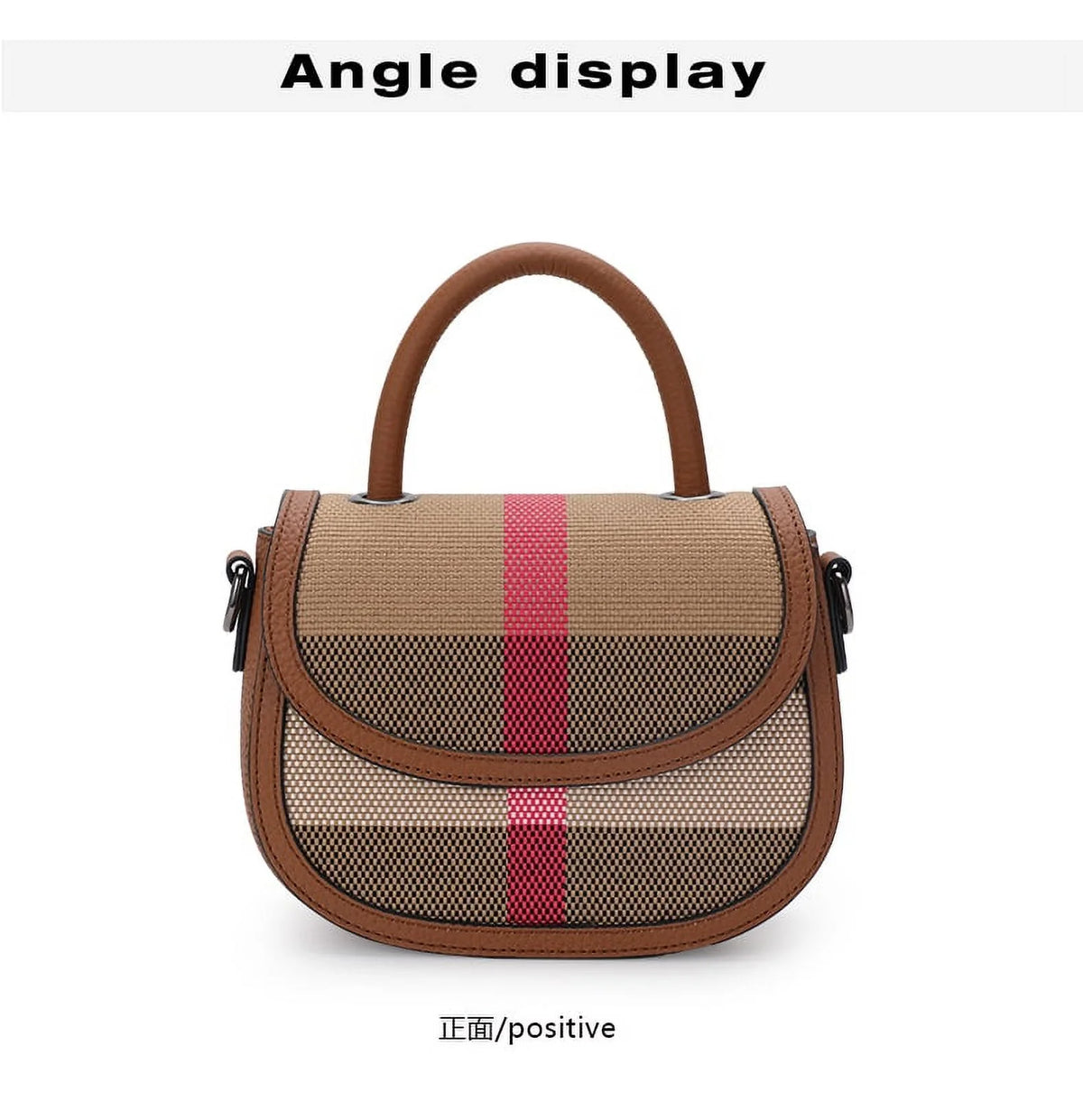 Aidrani   New Female One Shoulder Crossbody Bag Canvas with Cowhide Saddle Bag