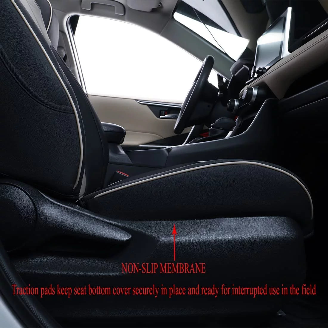 EKR Custom Fit Taos Car Seat Covers for Volkswagen Taos S SE 2022 2023 -Full Set Leather Auto Seat Covers(Black with Gray)