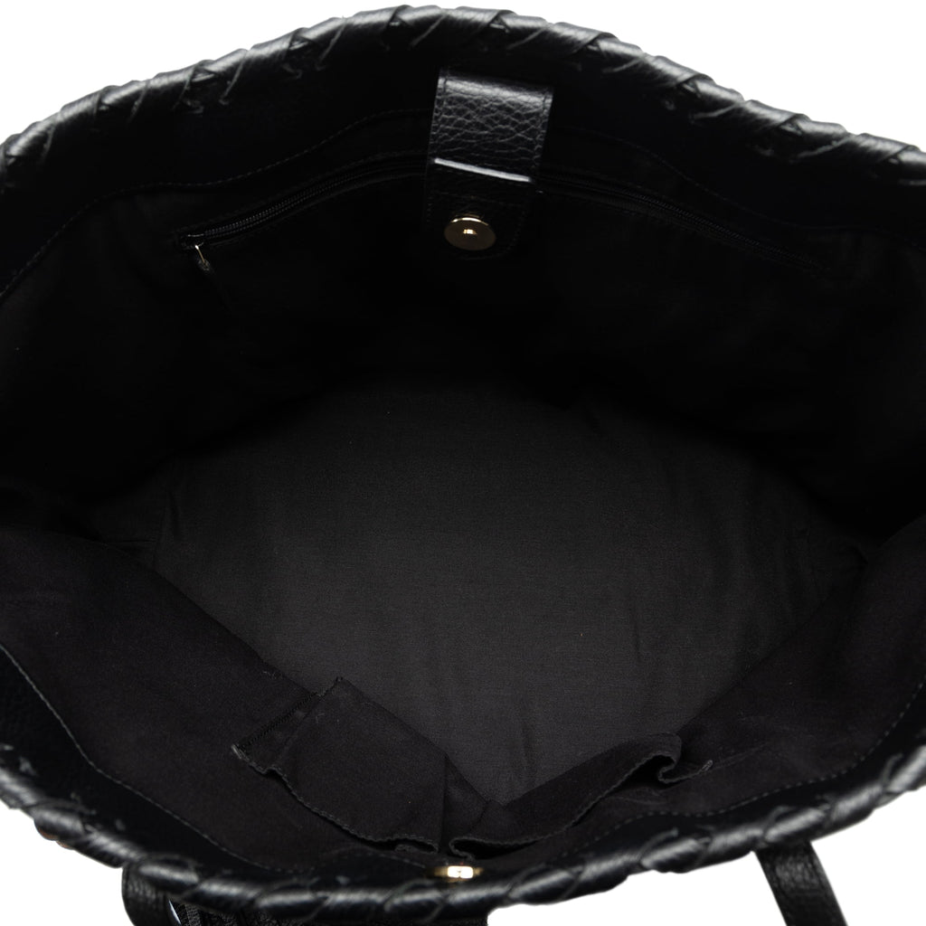 Secondhand Authenticated Gucci Bamboo Tassel Tote Calf Leather Black Tote Bag Unisex (Good)