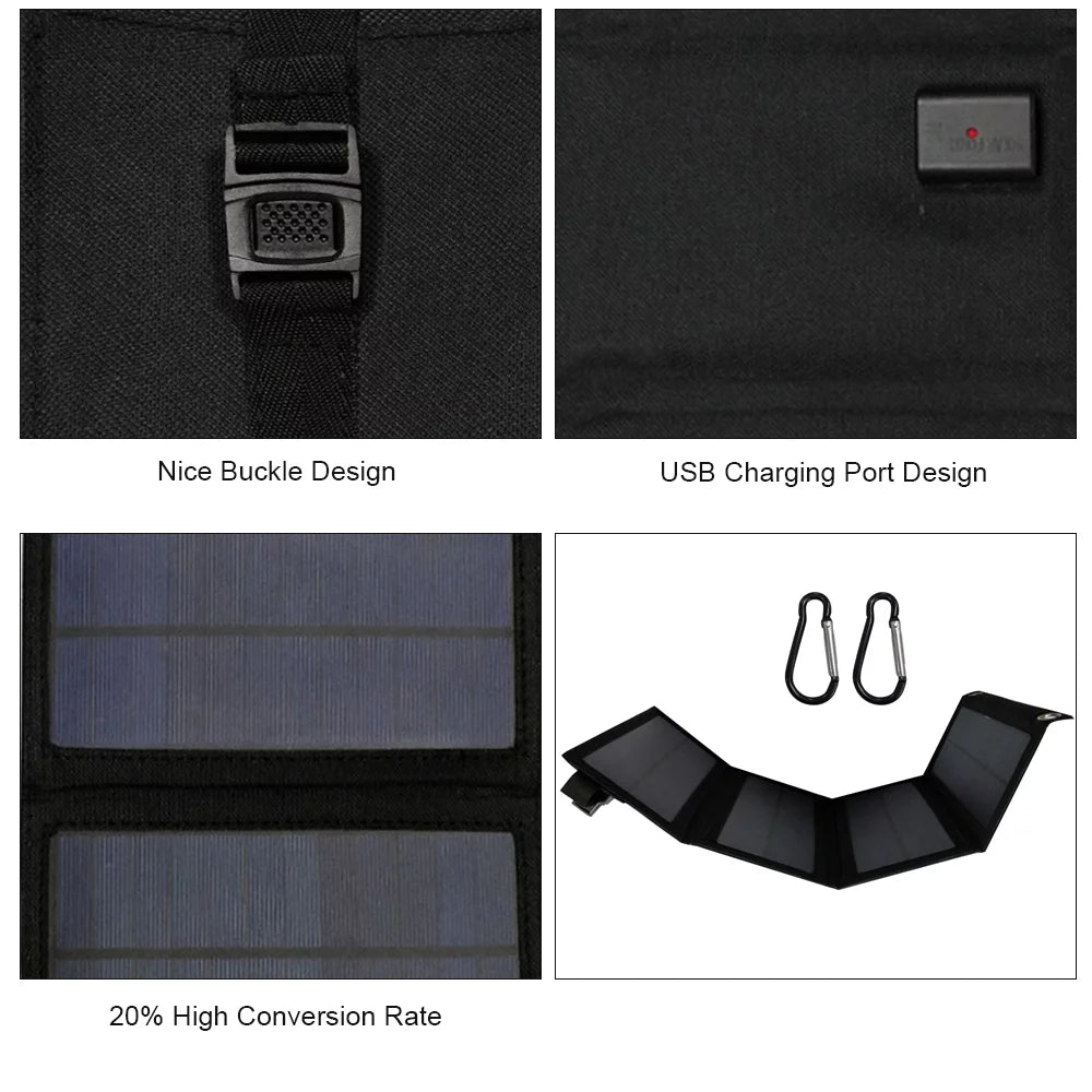 Carevas Solar Panel,Ip65 Water Resistance Usb Solar P-owered Solar P-owered Cell P-ower ank With Cell Bendable Ip65 Resistance P-ower ank Bendable Ip65 Water Outdoors With 4 Solar 4 Solar Panels