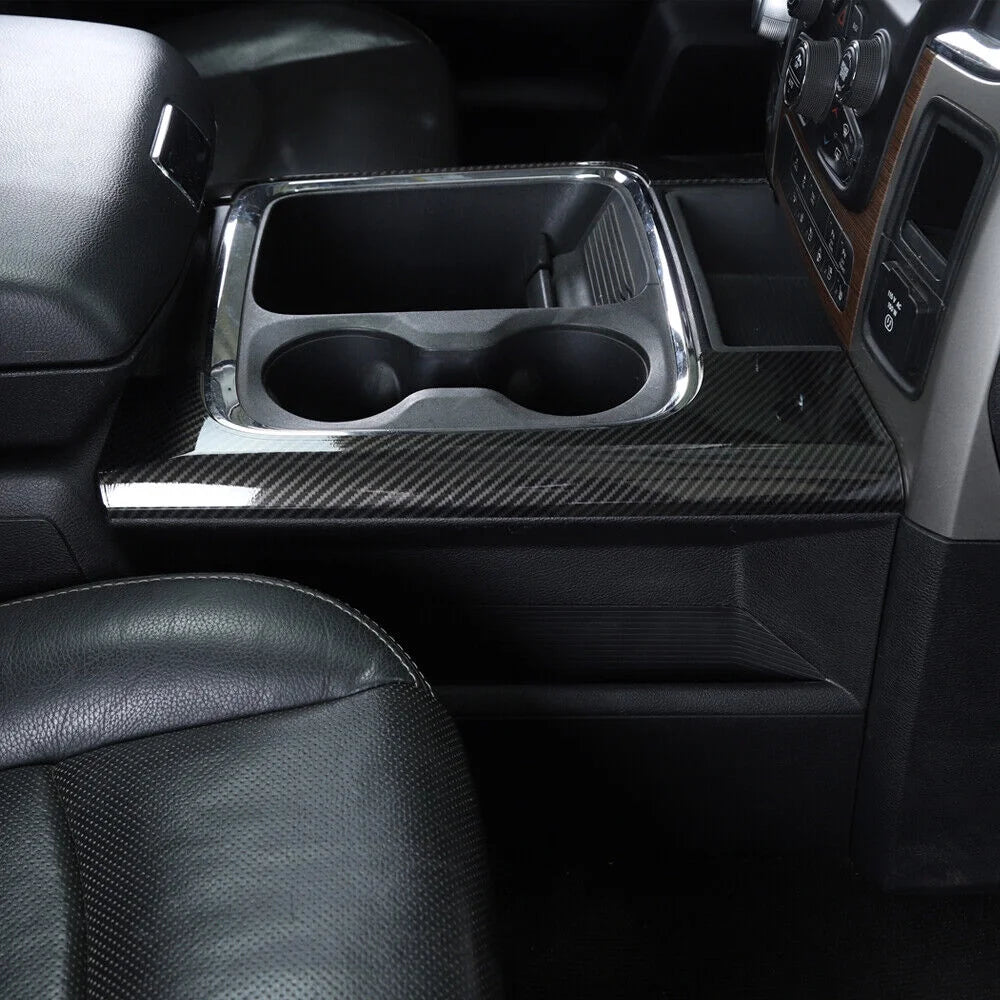 Teledu Front Cup Holder Side Panel Cover Trim Carbon Fiber
