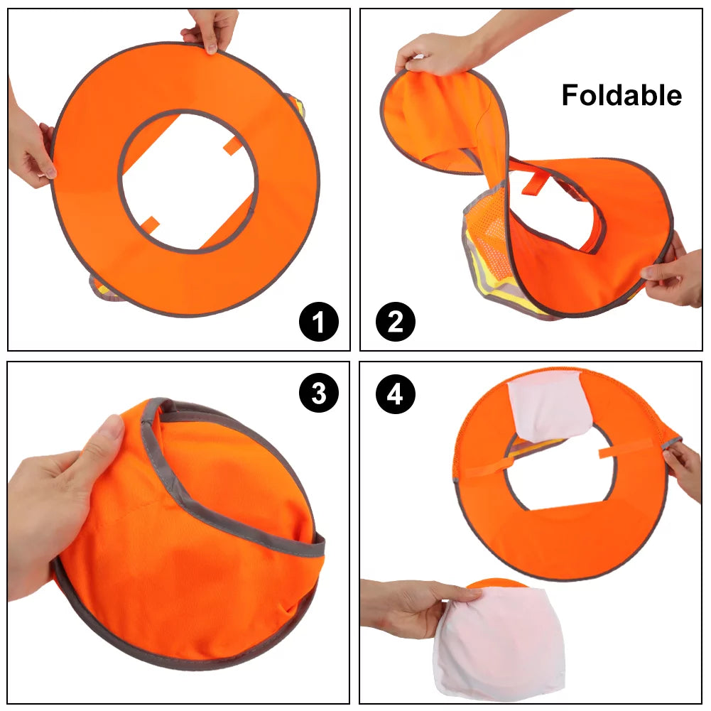 Toptie 3 Pack Hard Hat Sun Shield, Full Brim Mesh Sunshade with Visor, High Visibility Neck Shield
