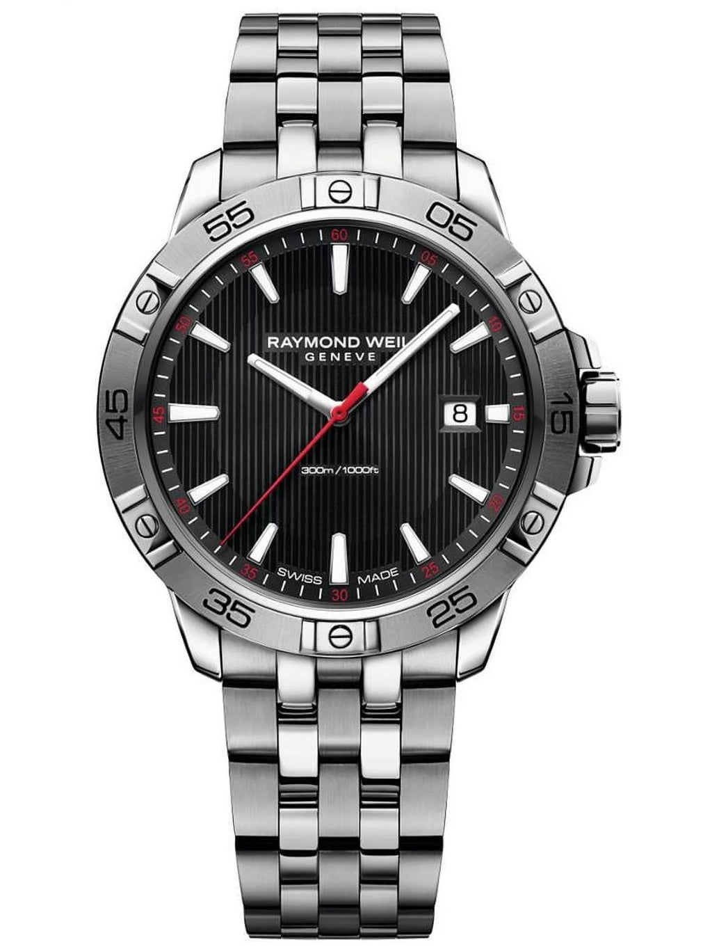 Raymond Weil Men's Tango 41mm Metal Bracelet & Case Quartz Black Dial Analog Watch 8160-ST2-20001