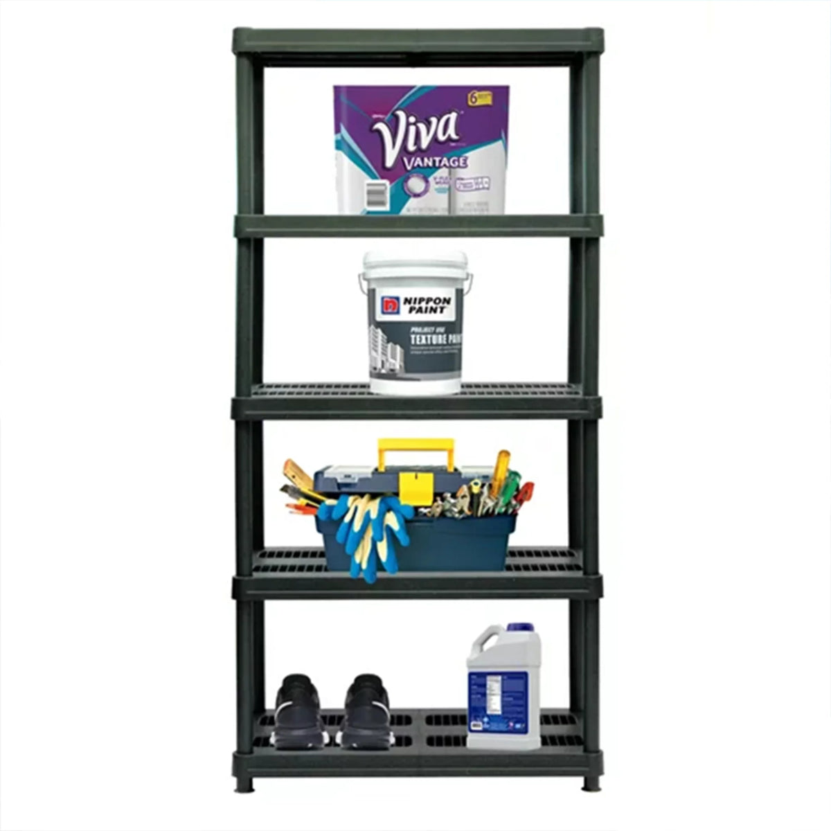 Juggernaut Storage 72 Inch 5 Shelf Plastic Utility Shelving Storage Unit