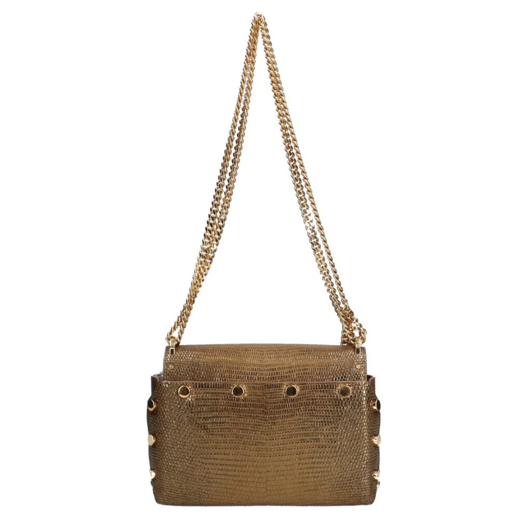 Used Jimmy Choo Chain Shoulder Bag Leather Gold Female (Fair)