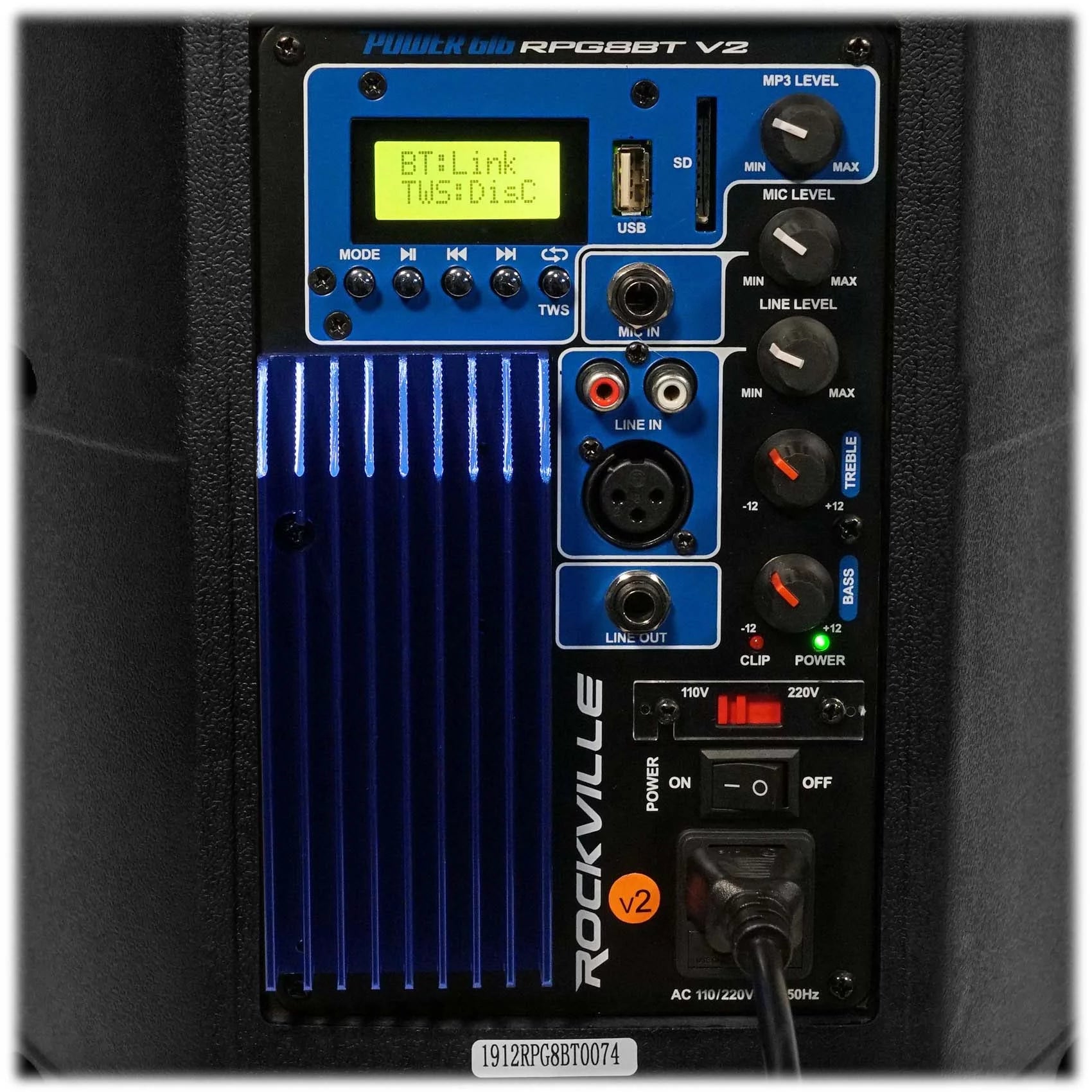 Rockville RPG8BT 8" Bluetooth Powered 400w DJ PA Speaker+Weather proof Carry Bag