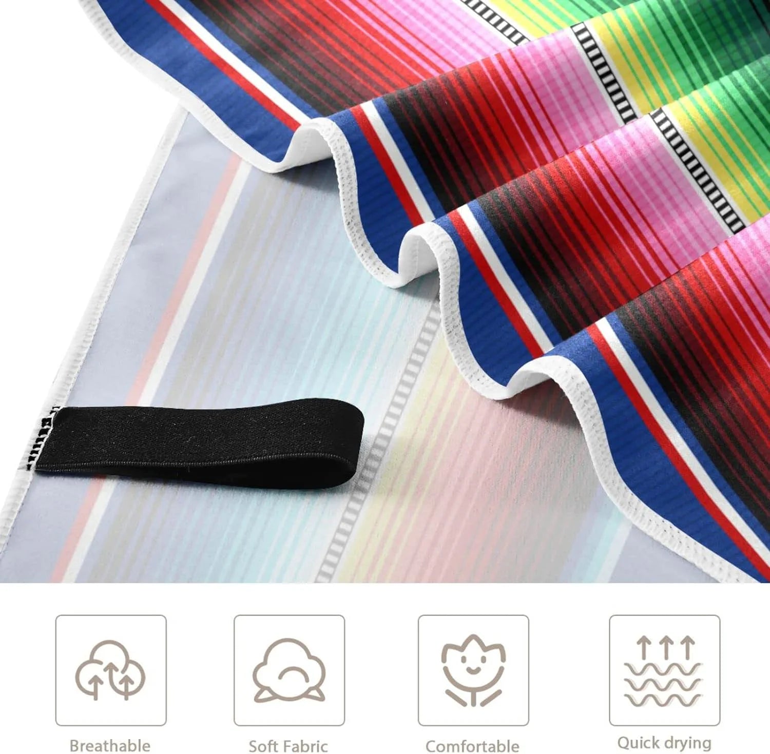 Bestwell Mexican Serape Blanket Stripes Beach Towel Oversized Towel Blanket, Thin Lightweight Microfiber Sand Free Quick Dry Towel, 30”X60” Multipurpose Pool Bath Yoga Swim Shower Towel