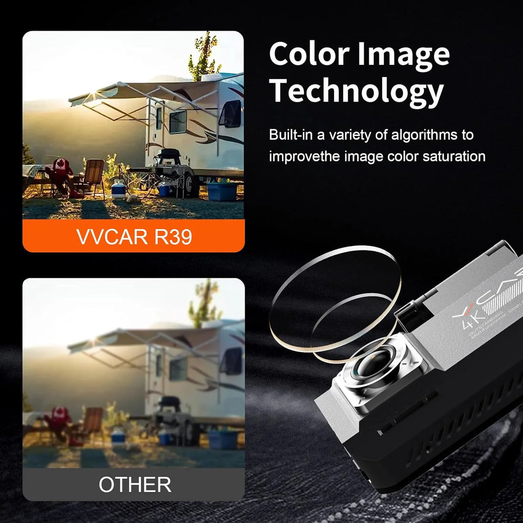 VVCAR R39 3 Channel 5K Dash Cam WiFi GPS with 64GB Card 3.99" IPS Front Inside Rear Car Dashboard Camera Recorder Parking Mode