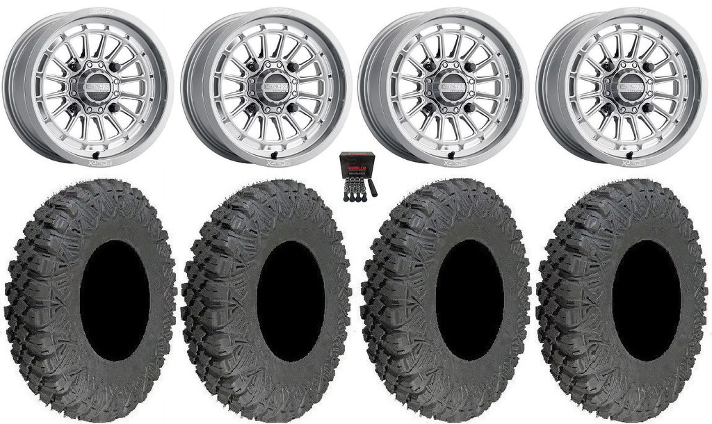 MetalFX Delta Contrast Cut 15" Wheels Gm 33" Race Tires Can-Am Maverick X3 / Honda Pioneer 1000 / Talon