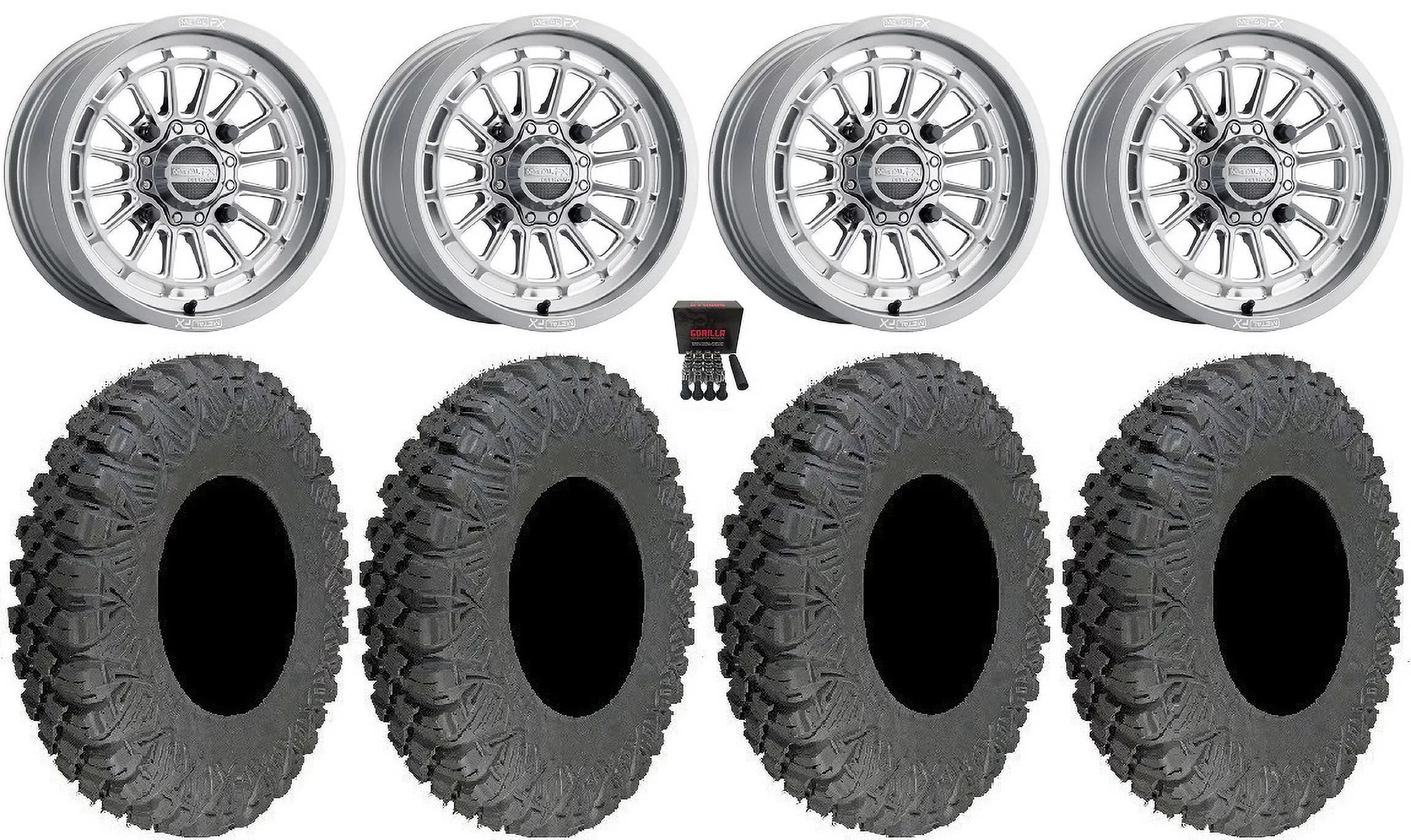 MetalFX Delta Contrast Cut 15" Wheels Gm 33" Race Tires Can-Am Maverick X3 / Honda Pioneer 1000 / Talon