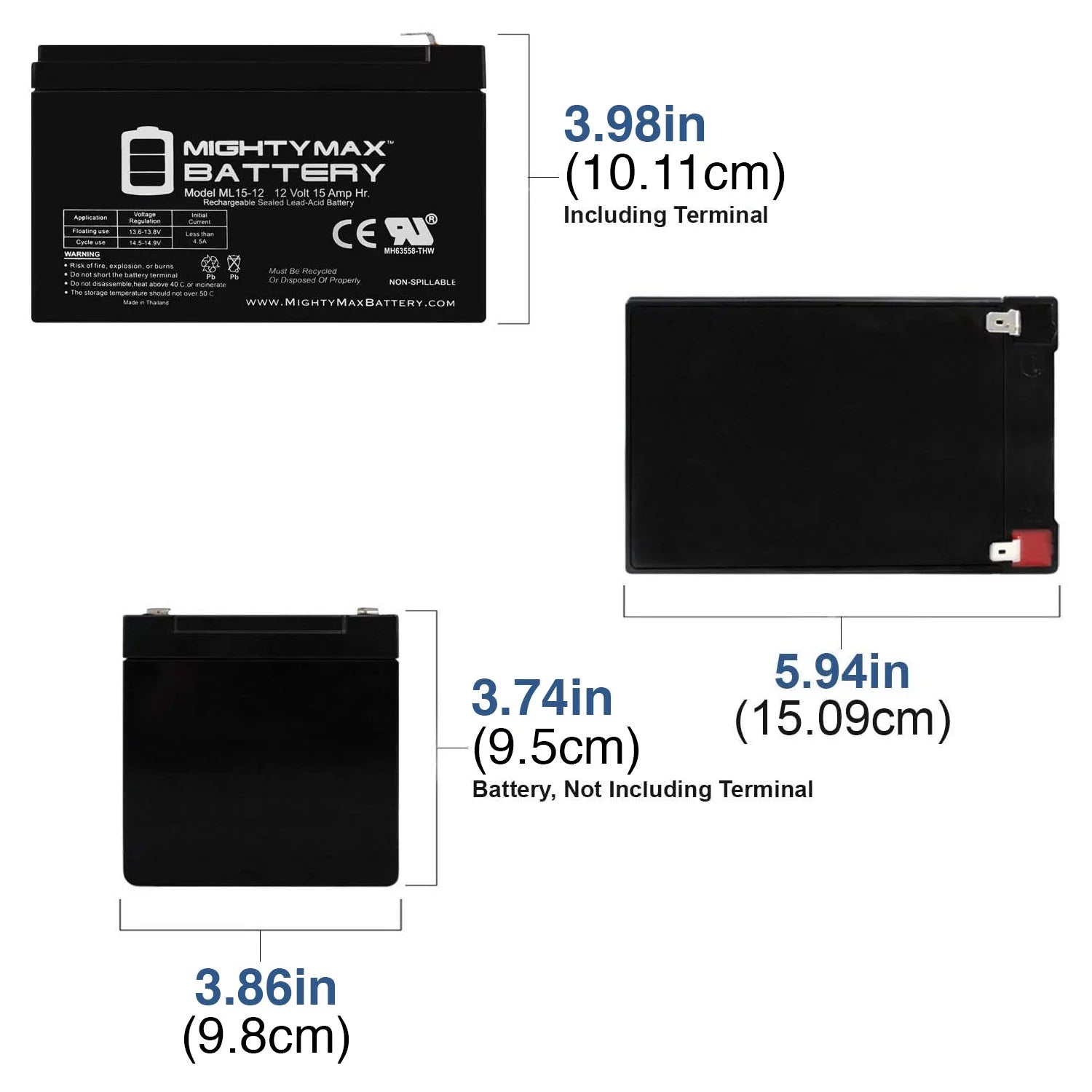 12V 15AH F2 Replacement Battery for Freedom 946 Scooter - 2 Pack