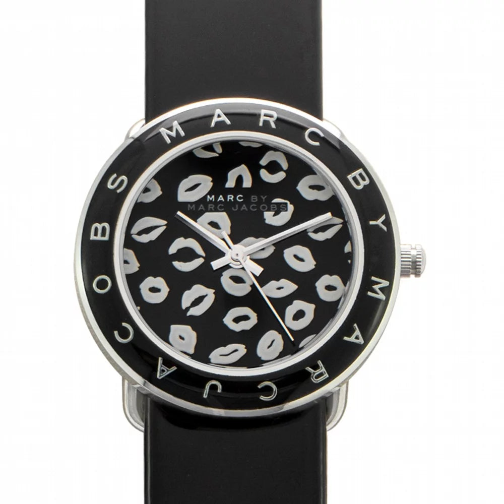 Marc By Marc Jacobs Female Amy Lips Black Leather Watch 36MM MBM1163