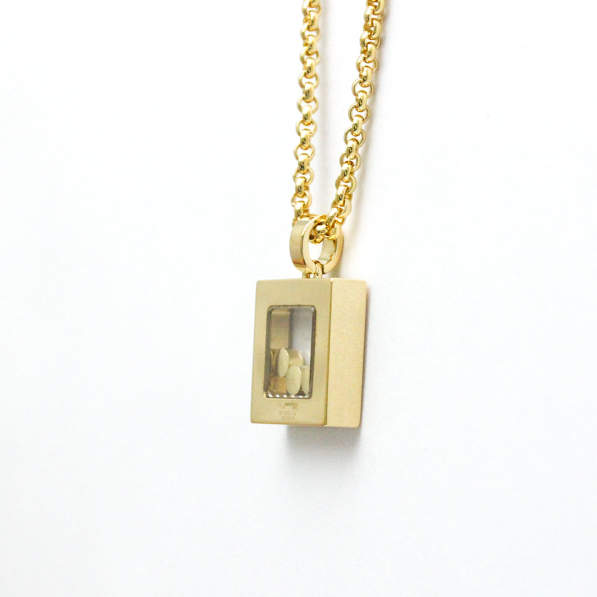 Previously Owned Chopard Happy Diamonds Square Necklace 79/3210 Yellow Gold (18K) Diamond Men,Women Fashion Pendant Necklace (Gold) (Good)