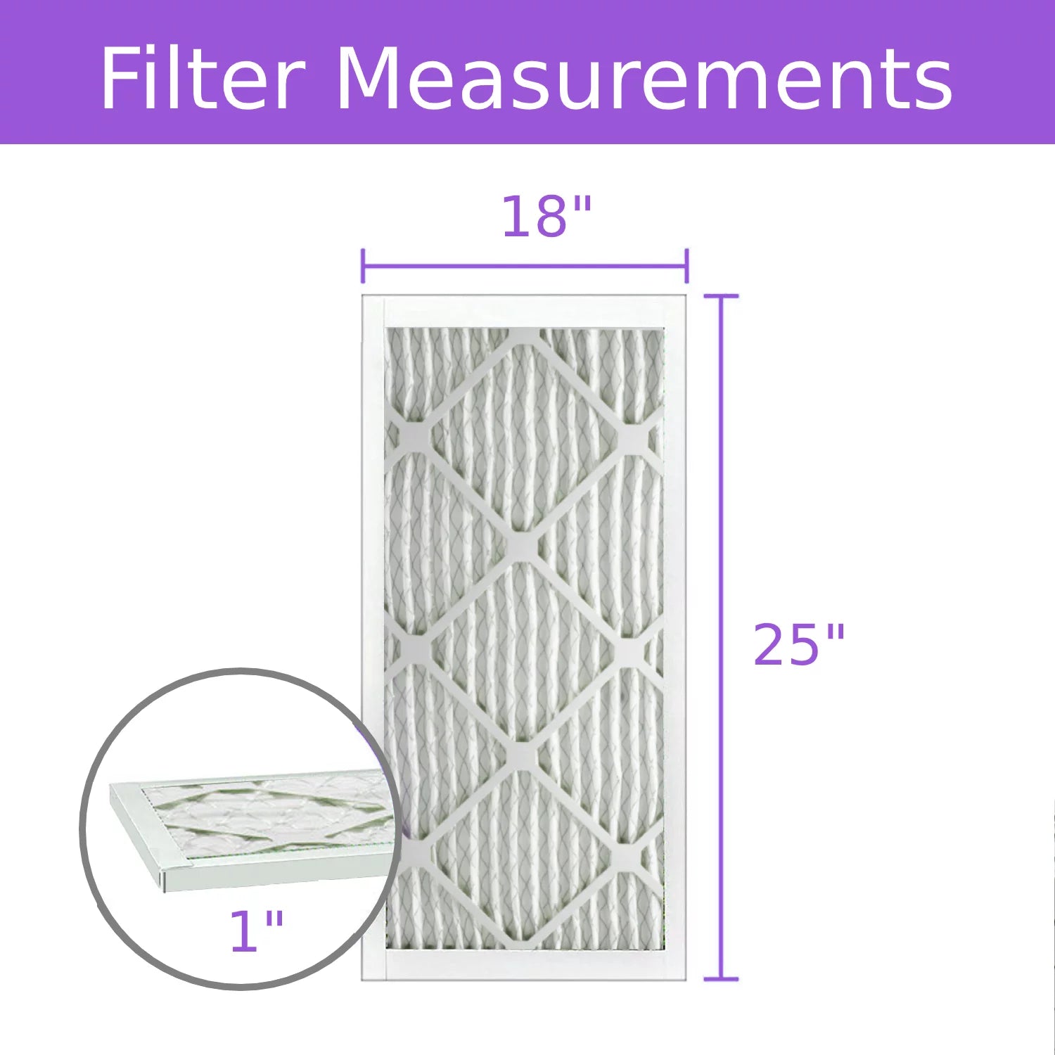 18x25x1, Purolator DMK80 Extended Surface Pleated Air Filter, Mechanical MERV 8, (6 Pack)