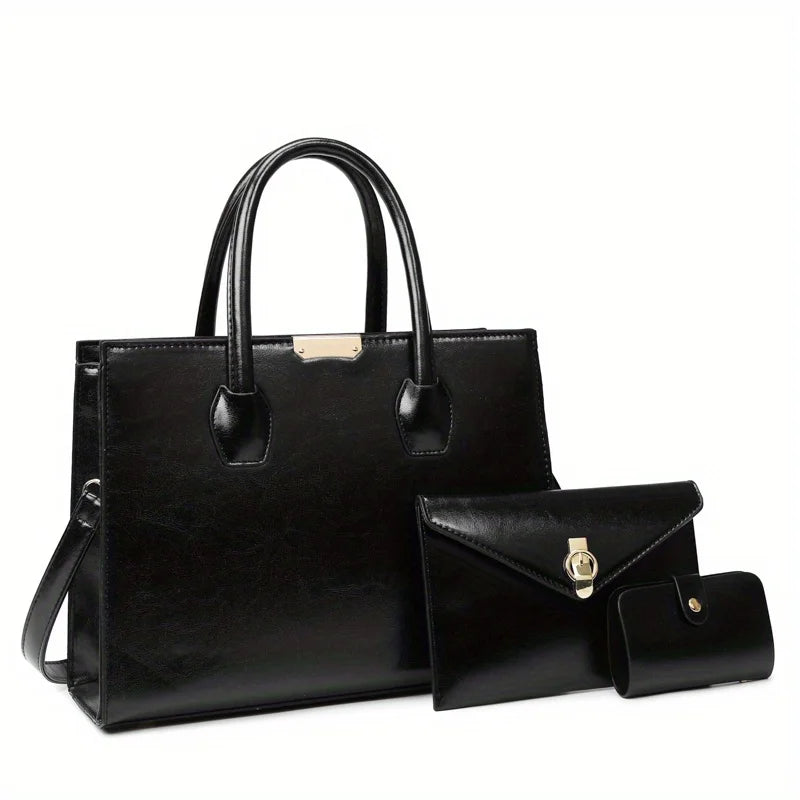 MICHROE Vintage Vegan Tote Bag Set  Top Handle Satchel  Women‘s Luxury Handbag  Shoulder Purse & Crossbody Bag