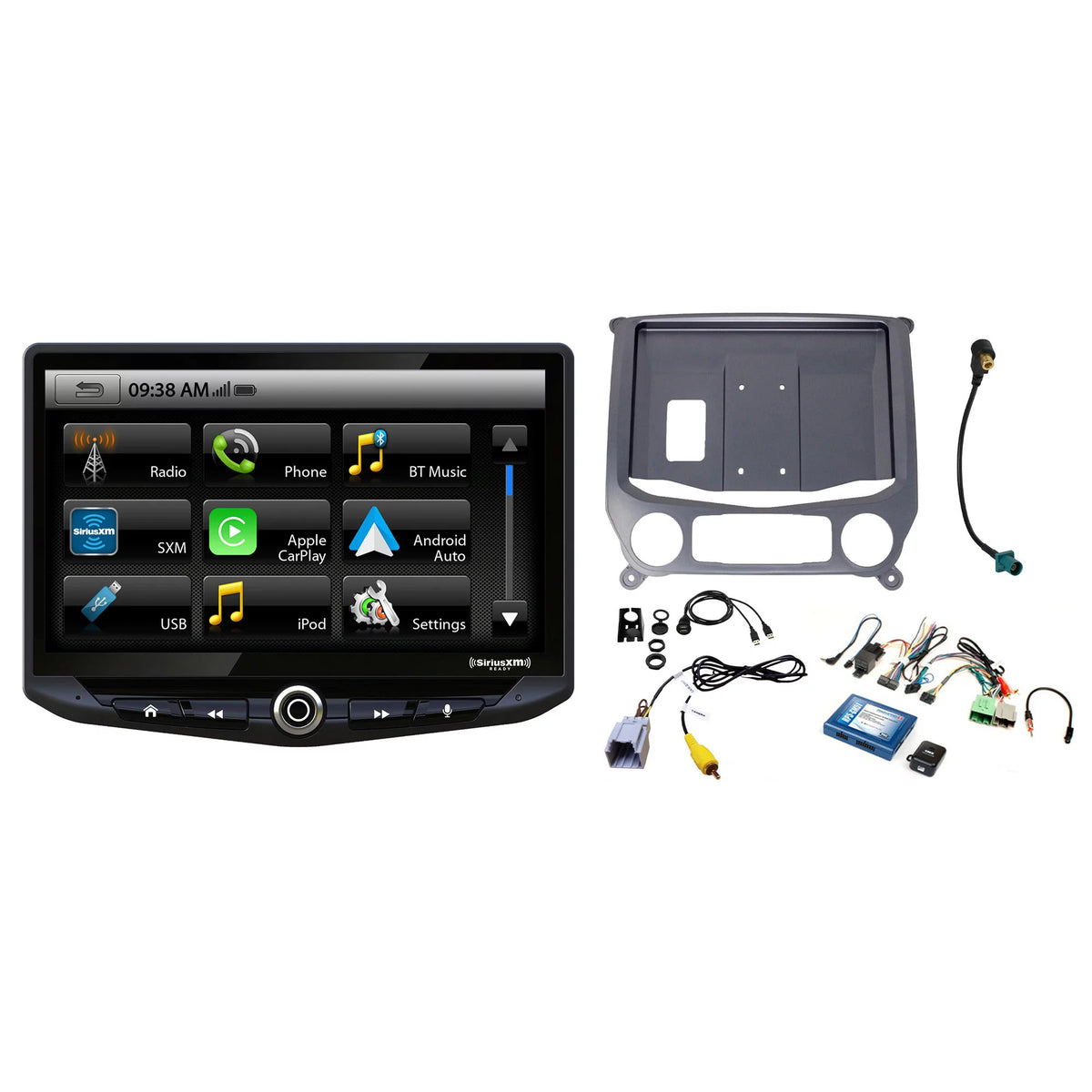 Stinger Heigh10 10" In-dash Infotainment System compatible with Apple CarPlay & Android Auto, Includes Navigation Card & Installation Kit compatible with 14-18 GM Trucks