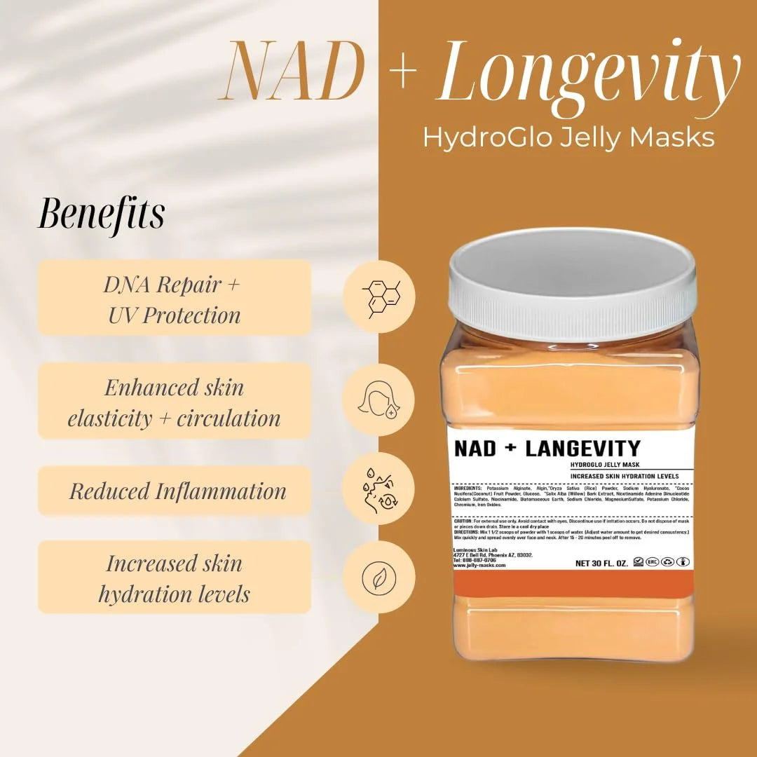 Luminous Skin Lab Nad+Longevity Jelly Mask,  Professional Pack Peel off Facial Mask - Anti-Aging, Reducing Dark Spot & Natural Skin Treatment - Suitable for All Skin Types | 30 fl oz