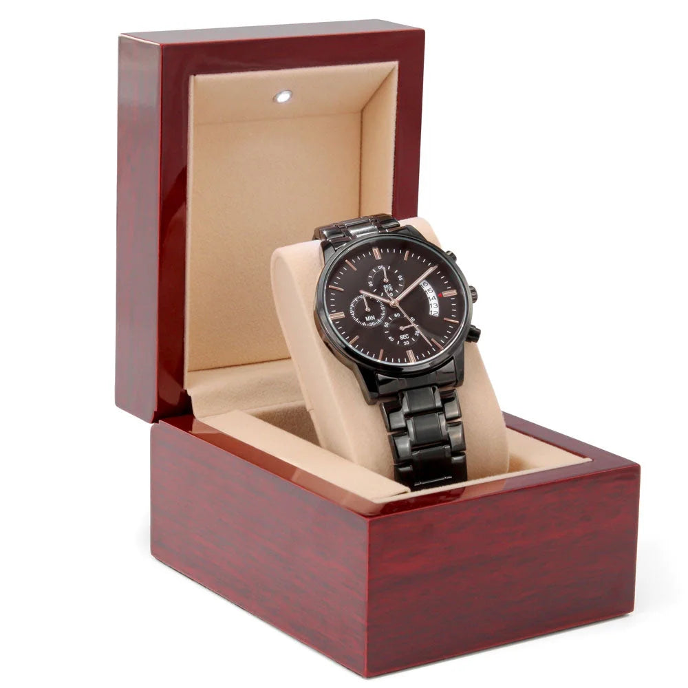Husband Daddy Protector Hero Engraved Multifunction Analog Corrosion-free Alloy Chronograph Men's Watch W Copper Dial