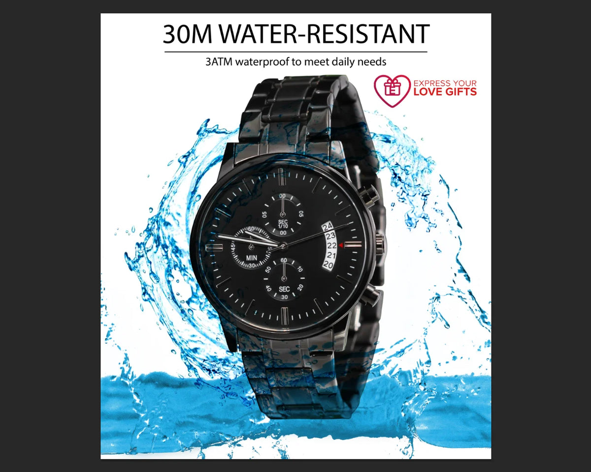 Husband Daddy Protector Hero Engraved Multifunction Analog Corrosion-free Alloy Chronograph Men's Watch W Copper Dial