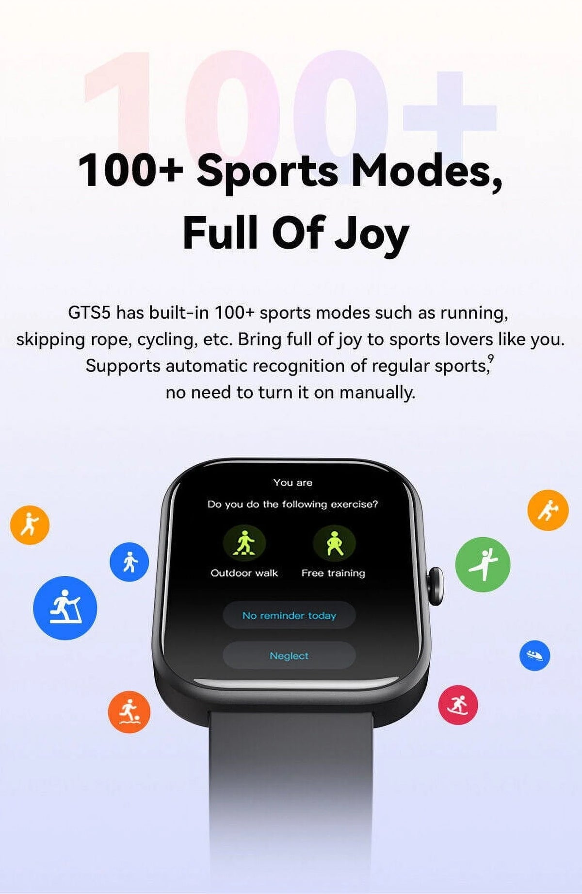 GTS5 Smart Watch Blood Pressure Fitness Tracker Women Men for Android and iOS Black