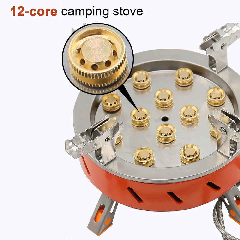 ZYZY 12-Core Camping Stove, Windproof and High-Power Gases Stove - Outdoor Furnace for Camping