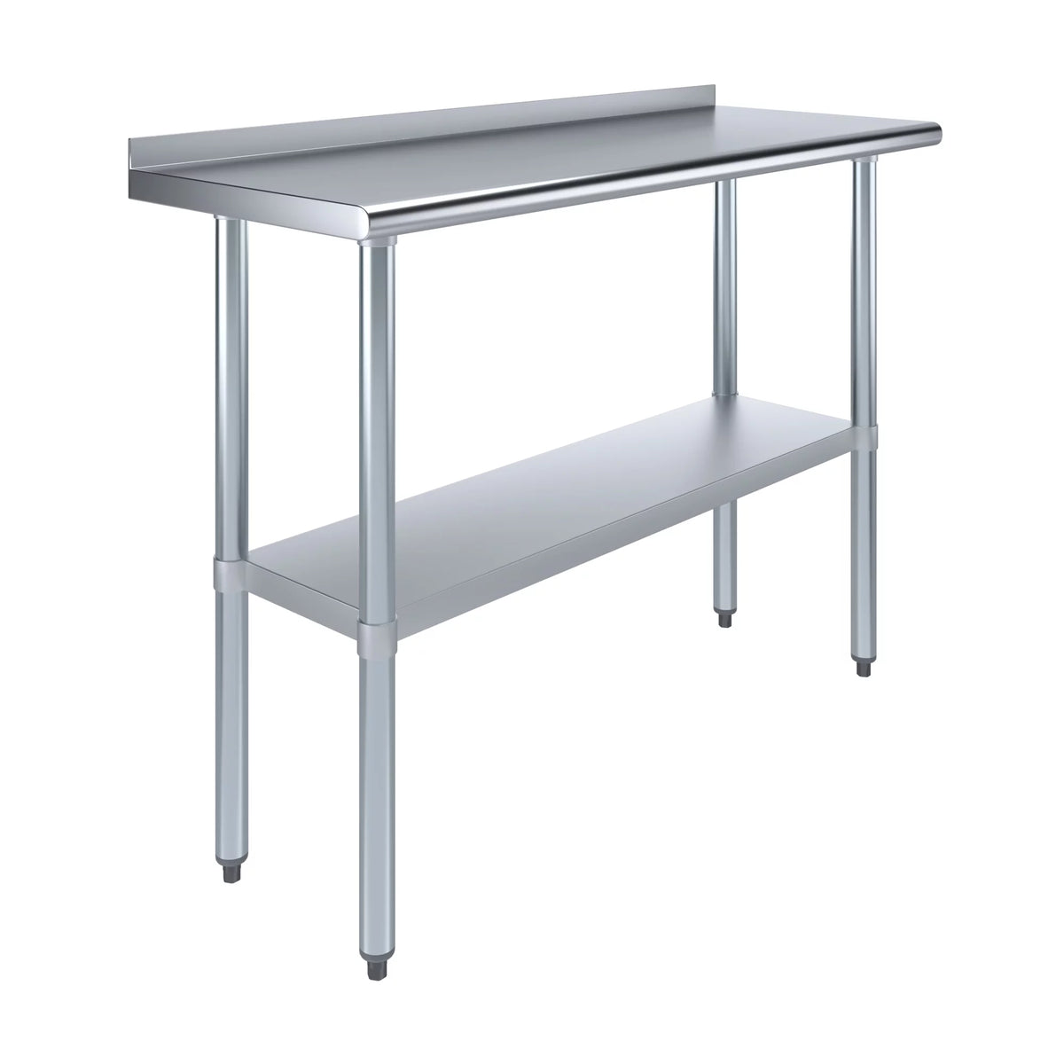 AmGood 18" X 48" Rust-resistant Metal Work Table with 1.5" Backsplash | Metal Kitchen Food Prep Table | NSF