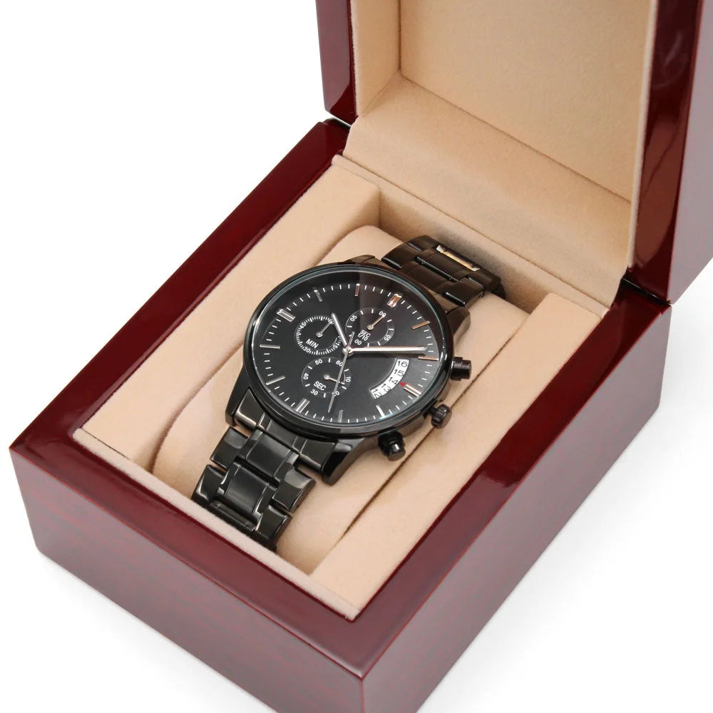 Husband Daddy Protector Hero Engraved Multifunction Analog Corrosion-free Alloy Chronograph Men's Watch W Copper Dial