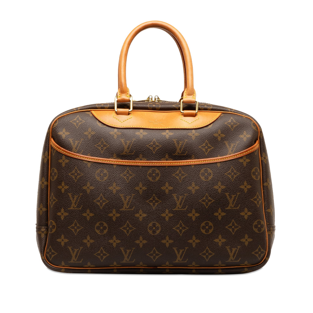 Used Authenticated Louis Vuitton Monogram Deauville Canvas Brown Handbag Top HandleBag Unisex (Good)